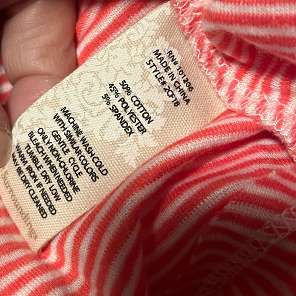 Soft Surroundings Women's 100% Pima Red & White Ruffle Hem Tunic Top L N… - Picture 10 of 11